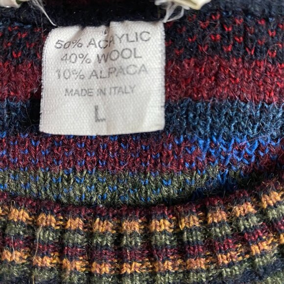 Vintage Norm Thompson Sweater Men's Large Alpaca Wool Cosby Biggie Italy 90s - Picture 5 of 8